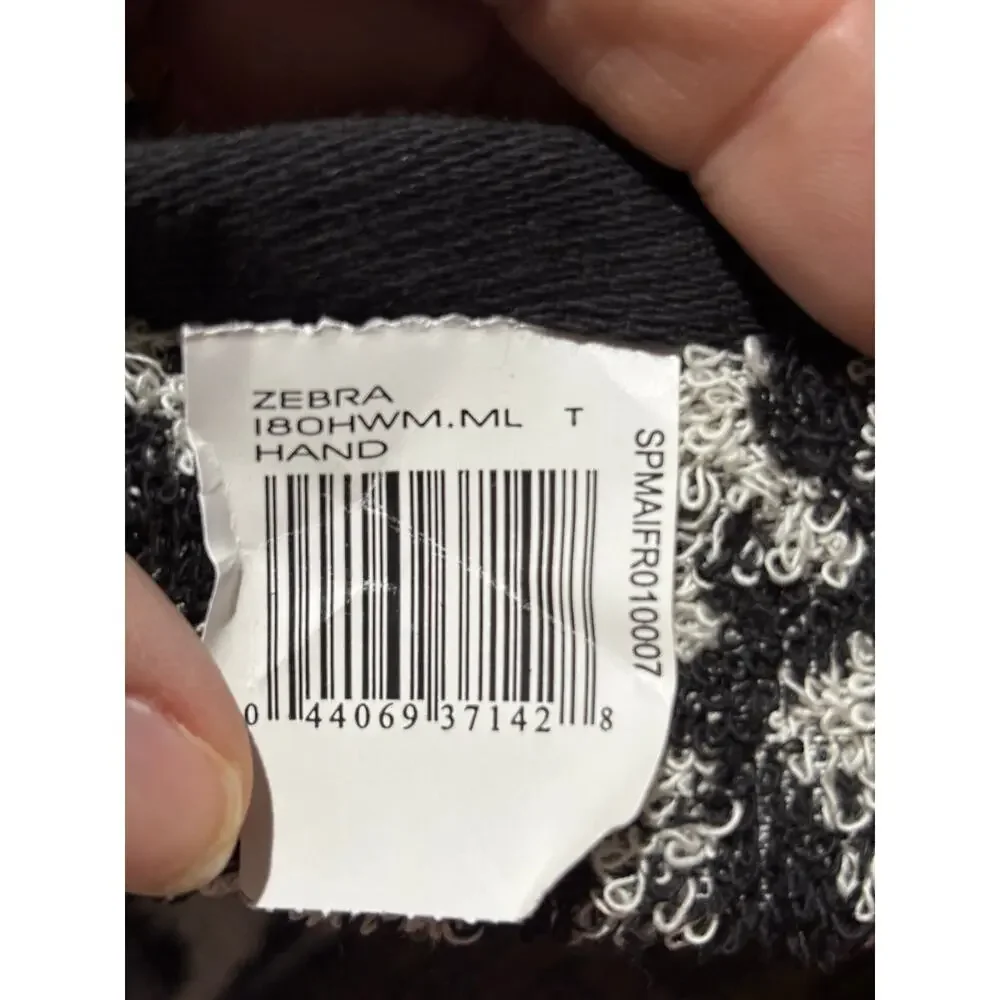 Spring maid black white animal print cotton bath and hand towel set nwt